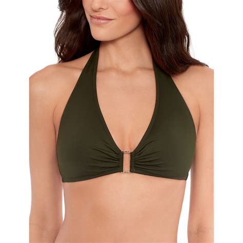 Beach Club Solids Triangle Bikini Top Olive Green Lauren Ralph Lauren