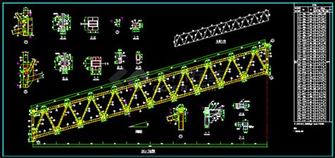 三跨钢结构通廊cad设计施工图纸其他构造图土木在线