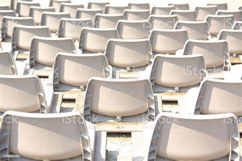 Empty White Stadium Stand Rows With Sunlight Stock Photo Download