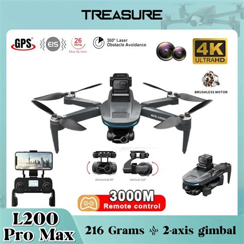 Dron L200 PRO MAX Con GPS 4K Cuadric Ptero Profesional De 2 Ejes Card N