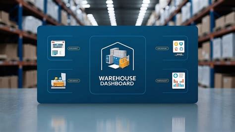 Modern Warehouse Dashboard And Logistics Icon On Blue Background