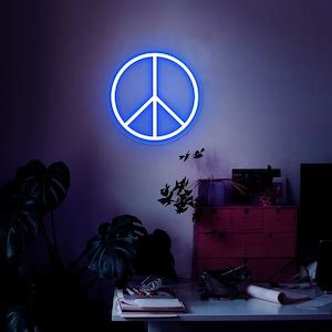 Neon Sign Peace Symbol, Peace Neon Sign, Peace Led Sign, Peace Light ...