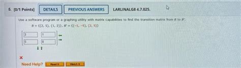 Solved Points Details Previous Answers Larlinalg Chegg