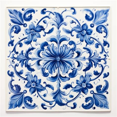 Premium Photo Vintage Delft Tile With Blue And White Anamorphic Design