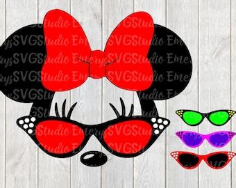 Svg Dxf File For Minnie With Heart Sunglasses And Dot Bow Etsy