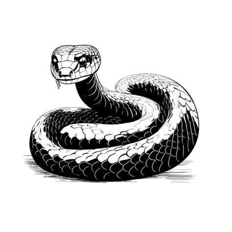 Boceto dibujado a mano serpiente mamba negra ilustración Vector Premium