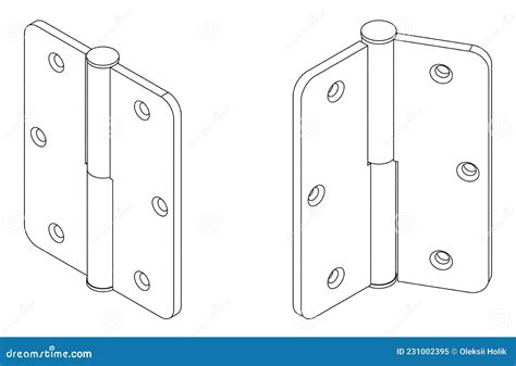 Vector Simple Isometric Door Hinge Stock Vector - Illustration of line, band: 231002395