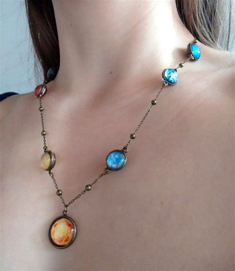 Planet Necklace Necklace With Planets Solar System Necklace Etsy