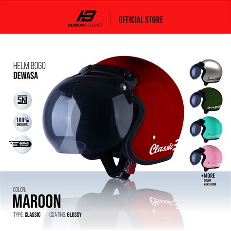 Jual Helm Bogo Dewasa Pria Wanita Hijab Retro Classic Half Face Vespa