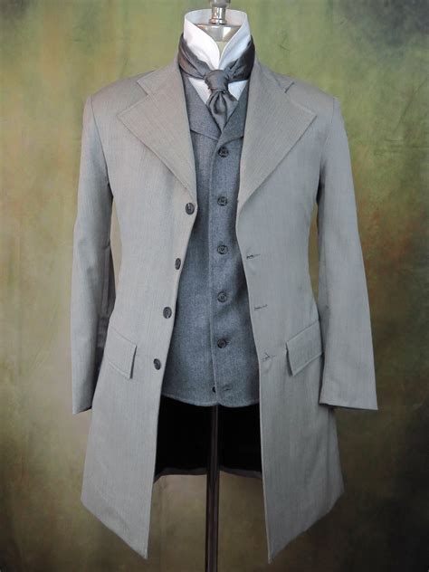 Men S Frock Coat Pale Grey Micro Herringbone Frontier By Lawrence Scott