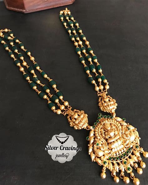 Beads Necklace With Lakshmi Nakshi Pendant South India Jewels