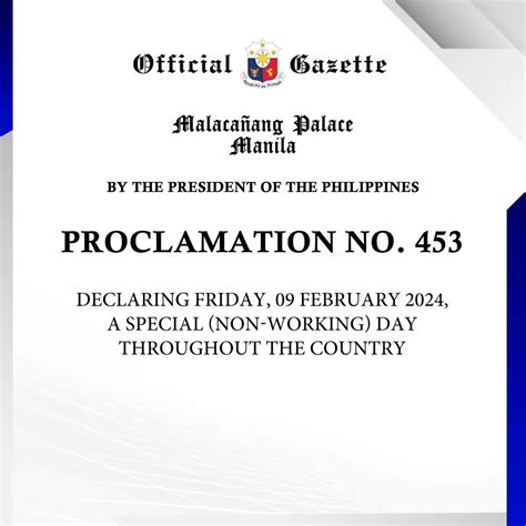 Proclamation No. 453, s.2024 | Bacoor Government Center