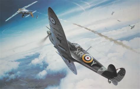 Wallpaper war, art, Spitfire, painting, ww2, dogfight for mobile and ...