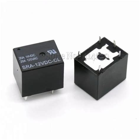 10Pcs 12V 20A DC Power Relay SRA 12VDC CL 5Pin PCB Type In Stock Black