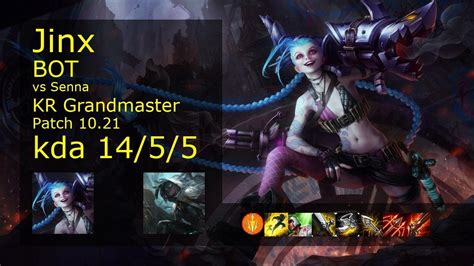 Jinx ADC vs Senna KR Grandmaster 14 5 5 Patch 10 21 Gameplay 롤