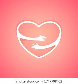 Red Heart Hand Embrace Vector Illustration Stock Vector Royalty Free