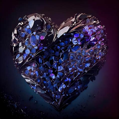 Premium Photo | Broken heart made of blue tanzanite isolated on black background