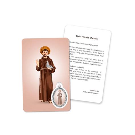 Card With Prayer To Saint Francis Of Assisi