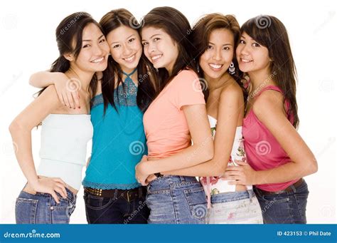 Five Friends #1 stock image. Image of group, girls, studio - 423153