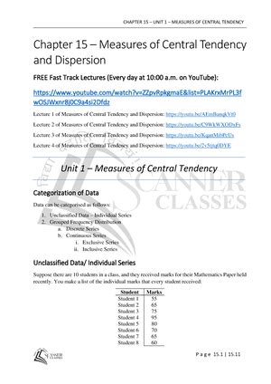 CA Foundation Statistics Revision Notes 1 STATISTICAL DESCRIPTION