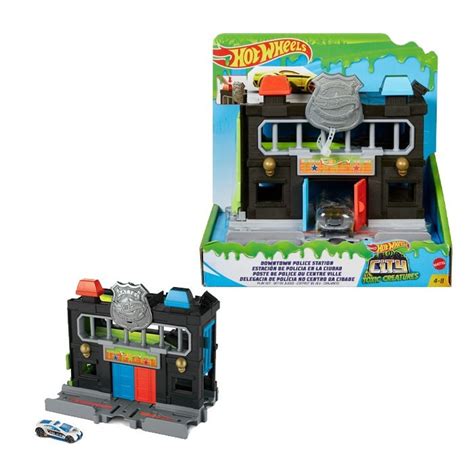 Hot WHEELS CITY TOXIC CREATURES PLAYSET DOWNTOWN TOXIC POLICE STATION
