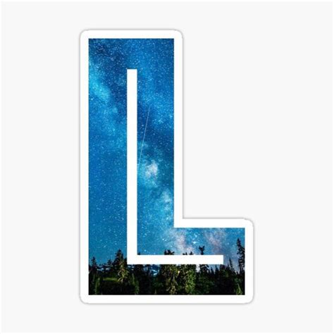 the letter l is made up of stars and trees in front of a night sky