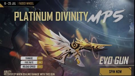 Free Fire Platinum Divinity MP5 Faded Wheel Offers A New Evo Gun Skin