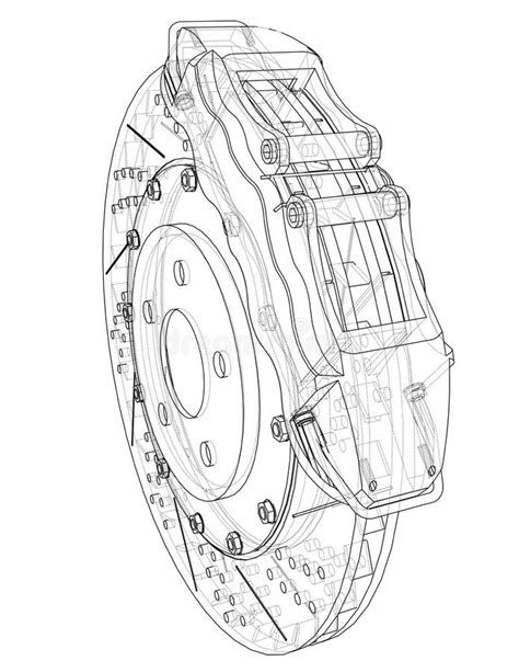 Brake Disc Outline Vector Rendering Of D Stock Vector Illustration