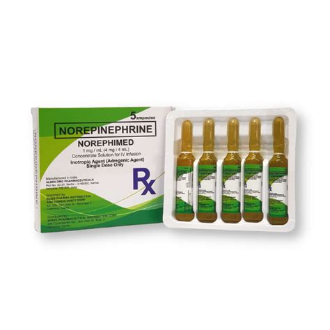 Norephimed Norepinephrine Bitartrate Mg Ml Mg Ml Concentrate