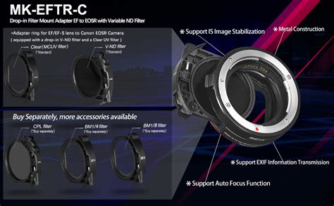 Meike ドロップインフィルターマウントアダプター Ef To Eosr 可変ndフィルター付き Mk Eftr C メイケ 可変nd