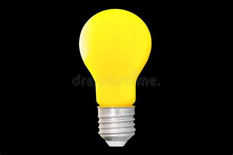 Yellow Light Bulb Isolated On Black Stock Image Image Of Incandescent