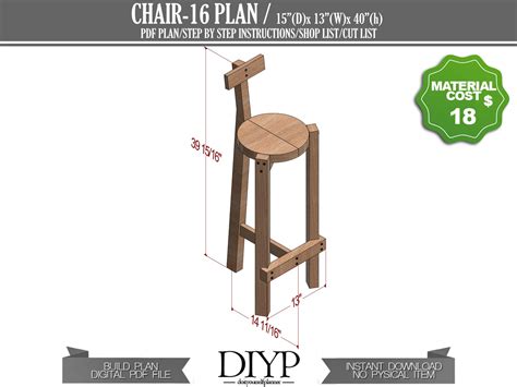 Rustic bar stool pdf plan , Rustic Reclaimed wooden chair diy plans ...