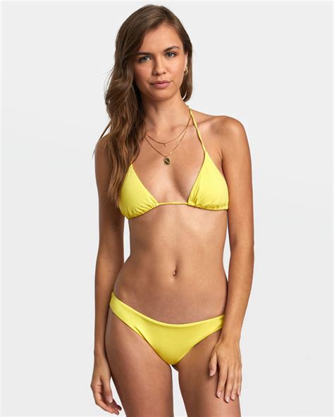 Solid Halter Triangle Bikini Top For Women RVCA