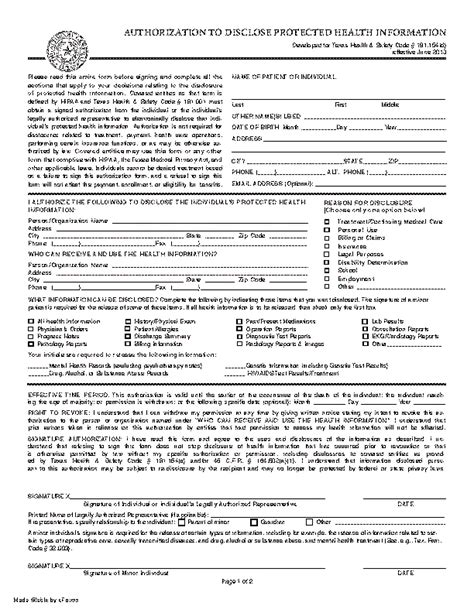 Texas HIPAA Medical Release Form PDFSimpli