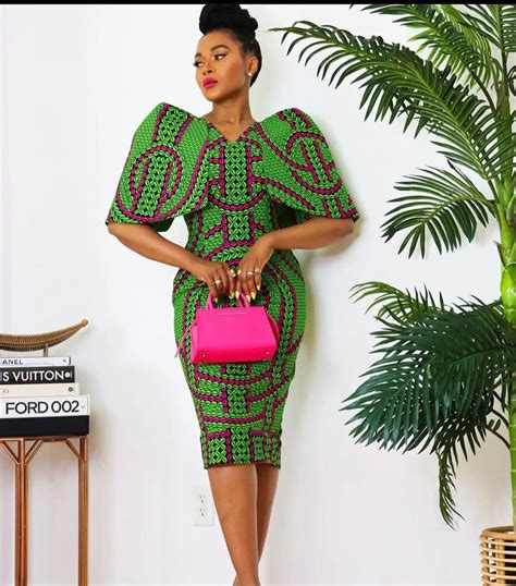 African Print Midi Dress With Structured Short Sleeves African Etsy