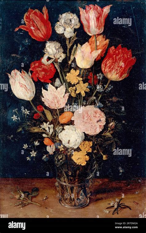 Jan Brueghel The Elder Flowers In A Vase Still Life Painting In Oil