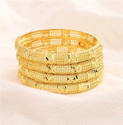 24k Real Gold Plated Dubai Bangle Jewelry Bangles 2 Pcs Bangle Etsy