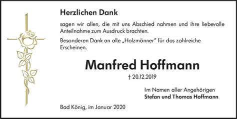 Traueranzeigen Von Manfred Hoffmann Vrm Trauer De