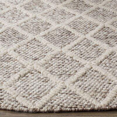 Union Rustic Huberty Geometric Handmade Flatweave Ivory Stone Area Rug