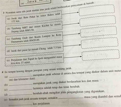 Solved A 3 Nyatakan Sama Ada Jarak Mutlak Atau Jarak Relatif