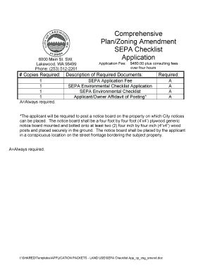 Fillable Online Comprehensive Plan Zoning Amendment Sepa Checklist