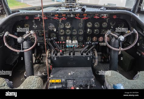 Inside the cockpit of a vintrage Doiuglas DC4 plane Stock Photo: 62244913 - Alamy