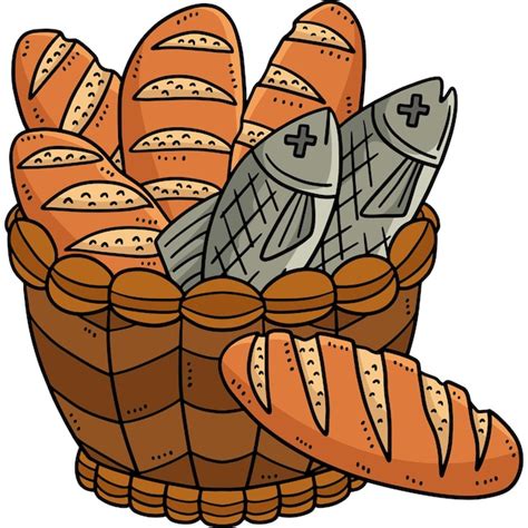 Premium Vector This Cartoon Clipart Shows A Christian Five Loaves And