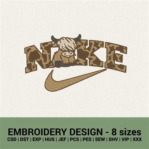 Nike Highland Cow Logo Machine Embroidery Design Files Download