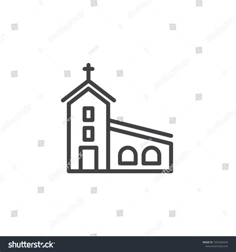 Church Building Outline Icon Linear Style Stock Vector (Royalty Free ...