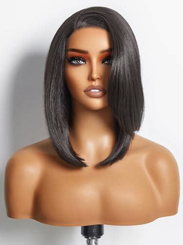 Amazon GORGIUS Short Black Straight Bob Wig 10 Inch 180 Density