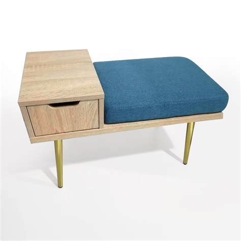 Modern Storage Entryway Bench Upholstered Bench With Drawer In Natural