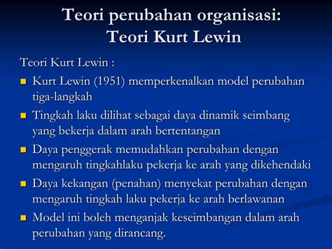 Teori Perubahan Organisasi Menurut Kurt Lewin Lukisan