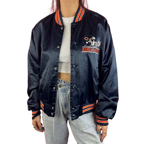 Navy Blue Bomber Chicago Bears 90's Jacket - Jackets Masters