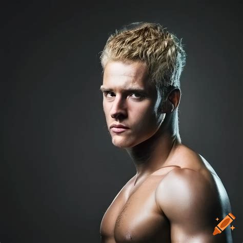 Headshot Of A Handsome 25 Year Old Male Wrestler With Blonde Hair And